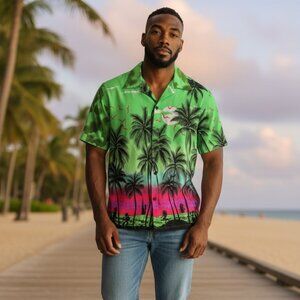 Vintage King Kameha Hawaiian Shirt Colorful Tropical Print Aloha Camp 2XL